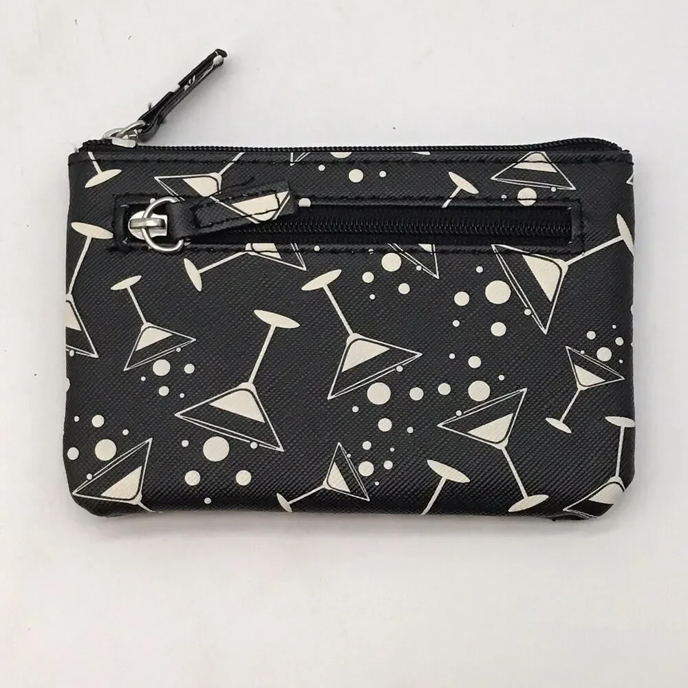 Apt. 9 Martini Faux Leather Card Holder Slim Zip Up Organizer Wallet Key Ring